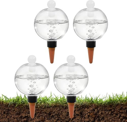 Bewässerungskugeln, 4 Stück 500 ml mit Deckel, Wasserbirnen für Zimmerpflanzen, Für Zuhause, Garten, Terrasse, Kübel, Wachstum