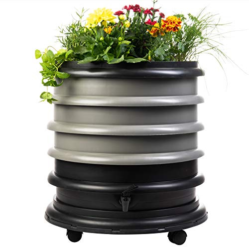 WORMbox | Vermicompostador Compostera 3 bandejas Gris + Jardinera | 48 litros | Composta residuos orgánicos, lombrices producen Humus de Lombriz