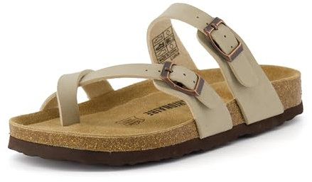 CUSHIONAIRE Women's Luna Cork footbed Sandal with +Comfort, Stone, 9 M/ 7 UK