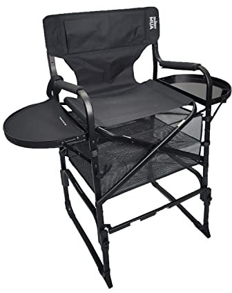 Klappbar Regiestuhl, Make-up Chair faltbar, Klappstuhl Holz, Faltstuhl mit Seitentaschen, Klappstuhl mit Armlehnen, Schminkstuhl, faltbar, mit bis zu 120 kg belastbar (Rosa)