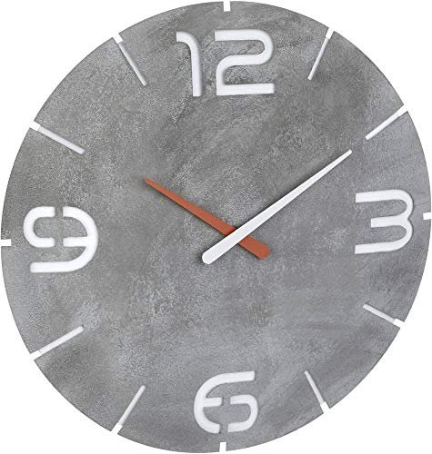 TFA Dostmann Funk-Wanduhr Contour, Funkuhr, 60.3536.15, gut ablesbar, Beton-Optik, ideal für Küche, Eingang oder Büro, Design-Uhr, Industrial Design, grau