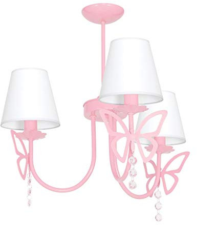 MILAGRO Hängelampe Deckenleuchte Kinderzimmer Charlotte Schmetterling Deckenlampe Hängelleuchte für Kinder Kronleuchter Kinderlicht Kinderlampe 3x E14 230V IP20 MLP4216