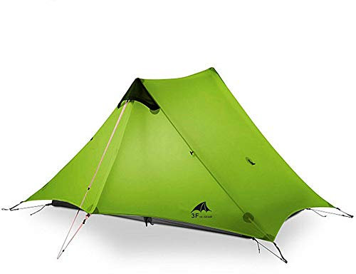 3F UL GEAR lanshan 2 Personen Oudoor Ultraleichtes Campingzelt 3 Jahreszeiten Professionelles 15D Silnylon Stangenloses Zelt 4 Jahreszeiten (2P Grün 4 Jahreszeiten)
