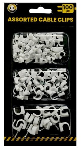 100pc Cable Clips Assorted Sizes, 10mm, 8mm, 6mm sizes
