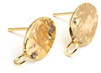 Vintageparts ovale Ohrstecker mit Aufhängung und Einer Goldbeschichtung 2 Stück zum Schmuck selber basteln