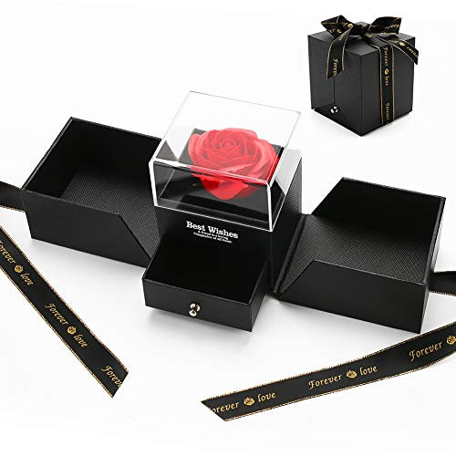 KIPIDA Rosen Box, Schönheit und das Biest Rose, Rose Schmuck Geschenkbox, Rosen Ewige Blume Geschenk für Mama, Muttertag, Frauen Freunde Frau, Hochzeiten, Jahrestag, Geburtstag, Romantisch Deko