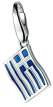 Giorgio Martello Milano Charm Griechenland-Flagge, Silber 925 Bunt, Onesize 925 Sterling Silber
