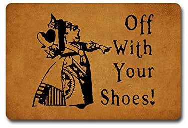 ZKSMYX Off with Your Shoes Fußmatte, Eingangs-Bodenmatte, lustige Fußmatte, dekorative Fußmatte, für drinnen und draußen, 60 x 40 cm, maschinenwaschbare Stoffoberfläche