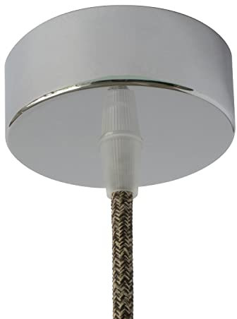 AMARCORDS - Auvent de plafond en métal, cache fil pour lustre couleur CHROMÉ, boîtier de lampe complet avec accessoires serre-câbles, vis et support de plafond. Diamètre 77mm hauteur 26mm