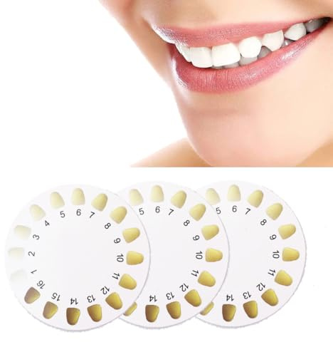 Uadme Nuancier Dentaire Blanchiment, 3 Pièces Guide de Teinte Dentaire, Cartes de Couleur des Dents, pour la Maison Clinique Hôpital
