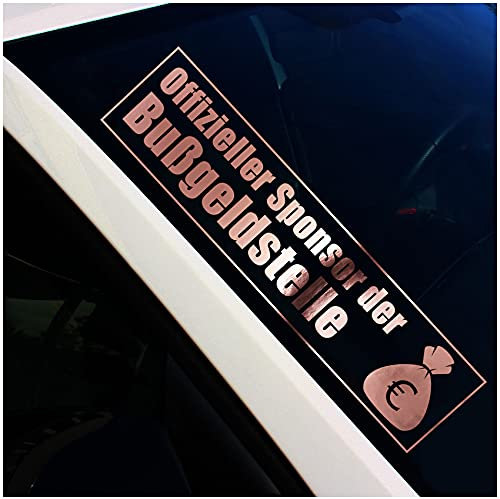 Finest Folia Frontscheibenaufkleber Schriftzug Sponsor Bußgeldstelle Aufkleber für Windschutzscheibe Heckscheibe Frontscheibe Auto Fahrzeug Dekor Sticker FS121 (Rosegold Chrom, Außenklebend)