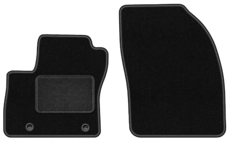 Velours-Fußmatten vorne passend für Ford Kuga MK1 2008-2011, Schwarz, LUX | passend für SUV; Velours-Teppich (Polypropylen), ca. 6,5 mm; rutschfest, ovale Befestigungen (Typ OWAL)