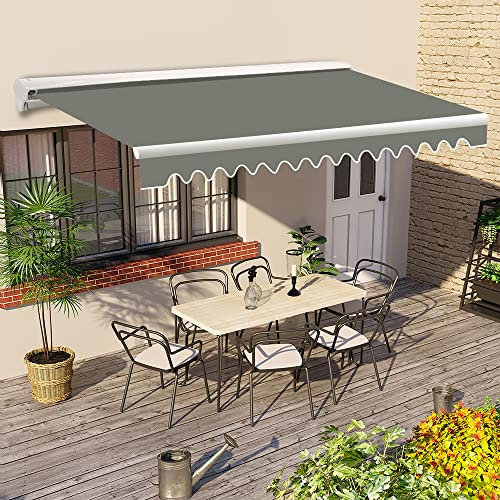 Green Bay 4.5x3M Half Cassette Retractable Electric Awning Garden Sun Shade Canopy Gazebo, Anti-UV Canopy Grey