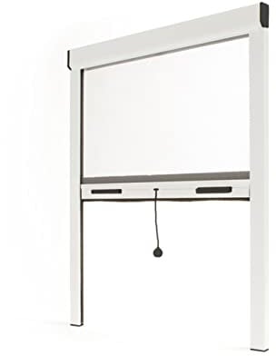 Store moustiquaire fenêtre alu recoupable (largeur x hauteur) -protection insecte ajustable (Lg 1500 mm x Ht 1600 mm, Blanc)