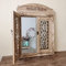 ZYLEDW Espejo de Pared de Jardín Grande Rústico de 44cm Con Puertas, Antiguo de Madera y Vidrio, Ventana Exterior Arqueado Para Patio, Sala de Estar, Pasillo