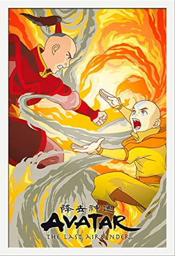 empireposter Avatar - Aang vs Zuko - Filmposter Kino Movie TV-Serie - Grösse 61x91,5 cm + Wechselrahmen, Shinsuke® Maxi MDF weiss, Acryl-Scheibe