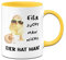 Tassenbrennerei Tasse mit Spruch - Eier sucht man nicht. Eier hat man! - Geschenk für Freund, Männer zu Ostern - Ostergeschenk für Ihn (Gelb)