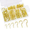 JSUOEO Decke Haken Cup, 130 Stück Haken Schraubhaken Edelstahl Hakenschraube Multi-Größe Cup Haken Deckenhaken Metall(Golden)