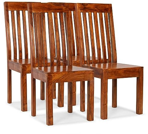 JUNZAI Esszimmerstühle 4 STK Esszimmer Stühle, Essstühle, Dining Chairs, Armlehnstuhl, Schlafzimmerstuhl, Küchenstuhl, Esszimmermöbel, Massivholz mit Palisander-Finish