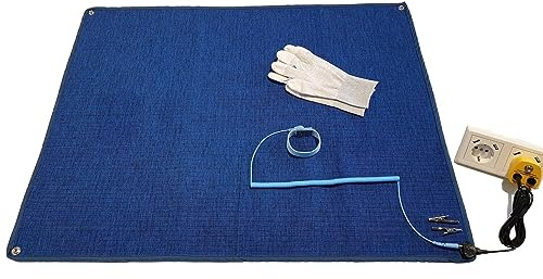 Minadax Innovative Anstistatik Arbeitsmatte 60cm x 30cm | Antistatisches ESD Gewebe - High-Tech-Textil - Kein Silikon | + ESD Manschetten-Set 2,4m + Erdungsstecker + ESD Antistatik-Handschuhe
