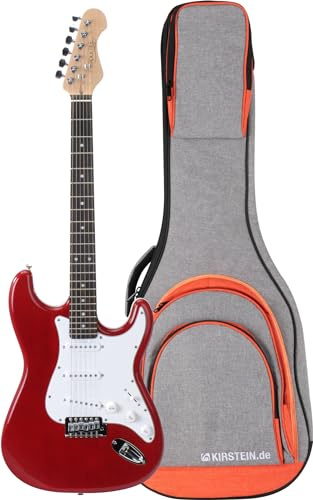 Rocktile Sphere Classic E-Gitarre Red - Korpus: Linde - 3 Single Coil Tonabnehmer - 21 Bünde, Engineering Wood Griffbrett - Perfektes Einsteiger-Instrument - Sparset inklusive Gigbag - Rot