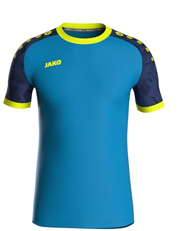 JAKO Iconic Trikot Kinder JAKO Blau Marine, Neon-Gelb, Gr. 152 - Nachhaltiges Sport Shirt Kurzarm aus 100% recyceltem Polyester, Feuchtigkeitstransportierend