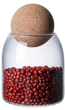 Barattoli di Vetro,500ml Barattoli Vetro Con Coperchio,Barattolo Vetro Tappo Sughero,Barattolo Caramelle Trasparenti,Barattolo di Vetro per la Conservazione di Condimenti, Biscotti, Spezie, Fagioli