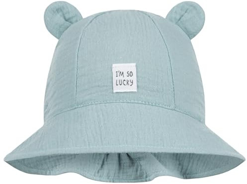 Smarilla Sommerhut Sommermütze Kinderhut Fischerhut Junge Mädchen Babymütze Musselin, Größe: 46-48, Farbe: Mintgrün