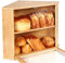 NewEle Bamboo Corner Bread Box - Double Layer Bread Box for Kitchen Countertop with Adjustable Separator, Easy to Assemble - Modern Bread Container for Homemade Bread Storage(Bamboo)