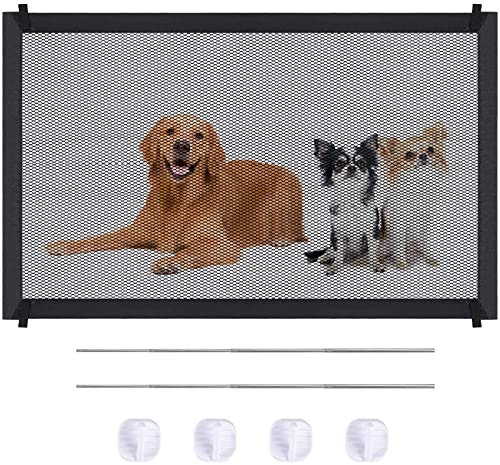 Puerta Mágica para Perros, Mascotas Dog Cat Fences, Barrera Seguridad Plegable y Portátil Puerta mágica, Escaleras, Dormitorios, Cocinas, para Perros o gatos, (110 x 72cm)
