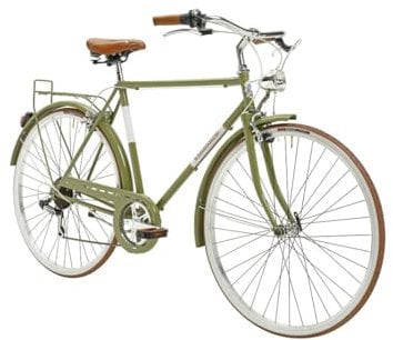 Adriatica Bazam Condorino Herren-Fahrrad, 71 cm (28 Zoll), Vintage-Stil, 6 Gänge, Rahmen aus Stahl, Größe 54, Khaki-Grün