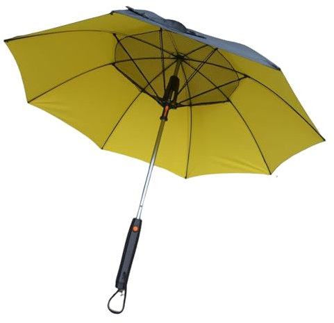 cadciehe 3-In-1 Umbrella with Fan Portable Mist Spray Umbrella Block UV Misting Fan Parasol Cooling Sun Shade Umbrella Misting Umbrella with Fan Yellow
