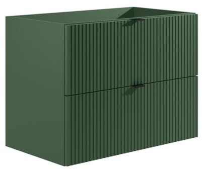 Vente-unique - Muebles Colgantes Debajo del Lavabo con Rayas - Verde Mate - 80 cm - ZEVINI