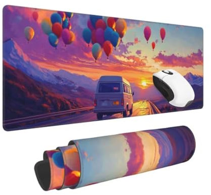 Tapis de Souris Voiture Tapis Souris XXL (900×400×3MM) Tapis de Souris Gamer ballon, Base en Caoutchouc Imperméable et Antidérapante Vitesse et la précision Améliorées pour Ordinateur, Travail, Gaming