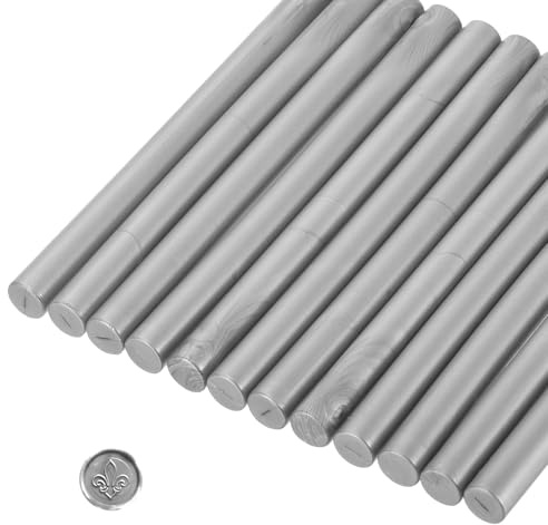 sourcing map 12 Pcs Silver Cylinder Sealing Wax Stick Glue Gun Wax Seal Rod Craft Adhesive Waxing for Letter Seal Wax Stamp,Wedding Invitations, Packaging Decoration