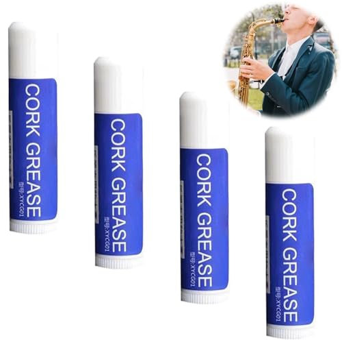 Korkfett für Klarinette,Korkfett,Saxophon Korkfettstift,Korkfett Klarinetten,Wartungsset,für Holzblasinstrumente,Saxophon, Klarinette,Oboe,4 PCS (Weiß)