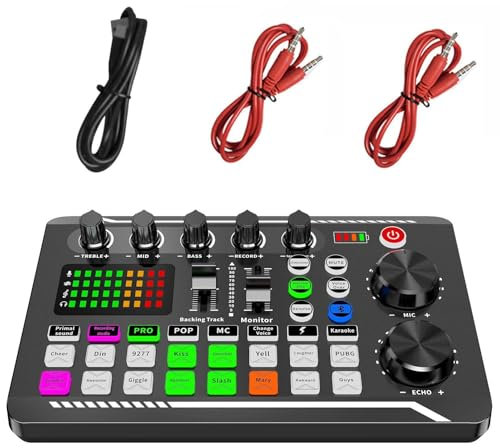 Kit scheda audio per podcast, F998, kit di schede audio per microfono, versione inglese, per podcasting, scheda audio live versione inglese per streaming e podcasting