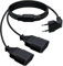 HuaLiSiJi Cavo Prolunga con Spina Europea 2.5A 250V Cavo di prolunga 2 in 1, Prolunga Elettrica Presa Europea per Elettrodomestici TV PC etc (90 Gradi Nero, 1.5m)
