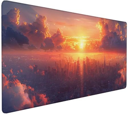 Alfombrilla Ratón XXL 1000x500x3mm, Gaming Alfombrilla Ratón Ciudad, Alfombrilla Escritorio con Base de Goma Antideslizante, Alfombrilla Teclado y Raton, Pc Gaming Accesorios, Regalos, Naranja 2-3-W