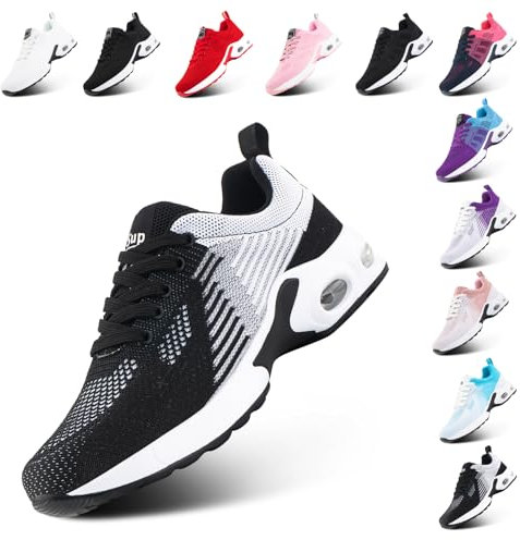 Hitmars Basket Femme Sneakers Chaussure Running Compensee Legere Basquettes Basket Sport Running Shoes Fitness Mode Chaussure de Sport Noir EU 38