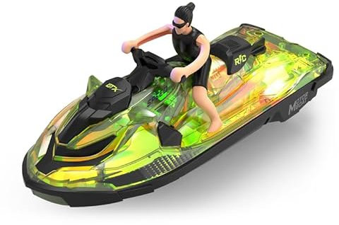 Achort Barca telecomandata, barca radiocomandata con luce LED, 2,4 GHz Speedboat RC Barche da corsa con 3 batterie, autoregolamentazione RC per piscine e laghi