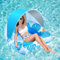 IEEILULU Luftmatratze Pool Erwachsene, Aufblasbare Schwimmsessel Pool mit Lichtern, Sonnendach und 2 Getränkehaltern, Aufblasbarer Float Schwimmsitz für Sommer-Wasserpart (Blau-1)