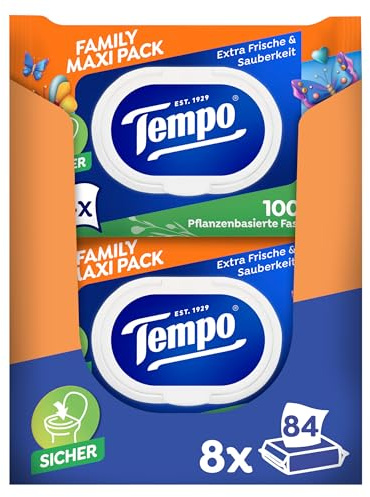 Tempo feuchtes Toilettentuch Maxi Pack_Vorteilspack_8 Stück mit jeweils 84 Tüchern