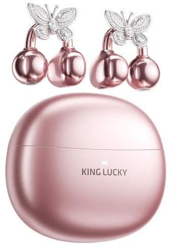Kinglucky Schmuck-inspirierte Clip On Kopfhörer mit Schmetterlings-Ohrringen, bequemer Sitz & 50 Stunden Spielzeit Bluetooth 5.4 Open-Ear Kopfhörer für Damen, kleine Ohren, Sport & Fitness (Rosa)