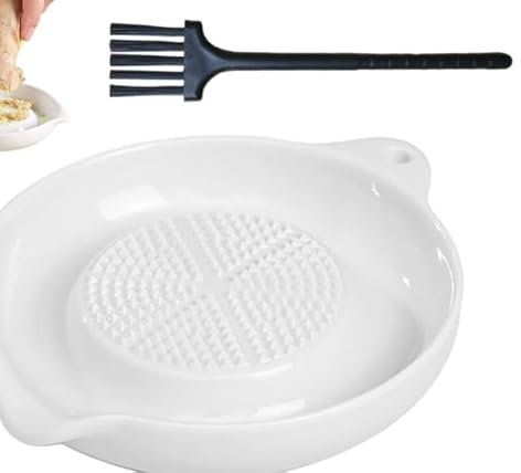 Keramik Ingwer Reibe, Keramikreibe, Schleifteller, Kreisförmig Porzellan Reibeteller, Knoblauchreibe mit Pinsel Geeignet zum Reiben von Knoblauch, Ingwer, Muskatnuss und Zwiebel