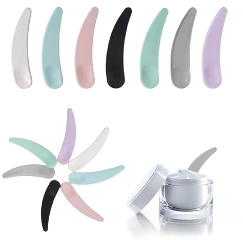 35 Stk Creme Spatel Kosmetik,Kosmetikspatel für Creme,Kosmetik Spatel,Cremespatel,Mini Spachtel,Kunststoff Metallspatel,Plastik Mini Gebogenen Mehrzweckspatel für Creme Lotion,Gesichtscreme Hautpflege