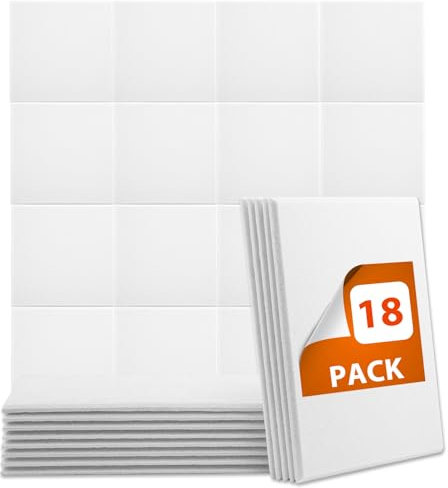 GROWNEER 18 PCS Sound Proofing Panels 30x30x1cm Wall Soundproofing Panels Acoustic Absorption High Density Foam Tiles (White)
