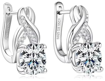 Moissanit Creolen Ohrringe mit Echtheitszertifikat-GRA - Diamant Ohrrringe aus 925 Sterling Silber und 18K Gold/Weißgold-mit stilvoller Geschenkverpackung von ROUGEMONT Jewellery (Weißgold)