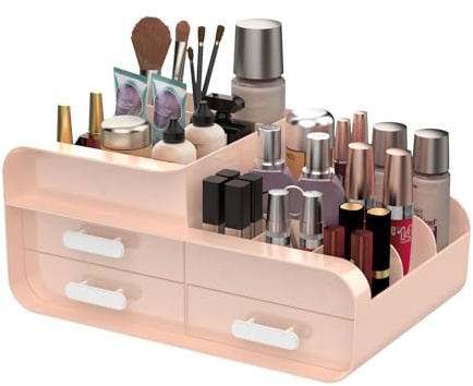 Organizer Trucchi, Porta Trucchi Organizzatore Grande Skincare Porta Trucchi Pennelli da Trucco Contenitori, Make Up Organizer per Cosmetici per Toeletta, Bagno e Camera da Letto,con Piccolo Cassetto