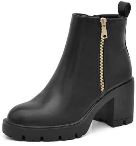 IF Fashion Scarpe da Donna Francesine Ricamo Tacco Grosso Pelle Sintetica CH1990